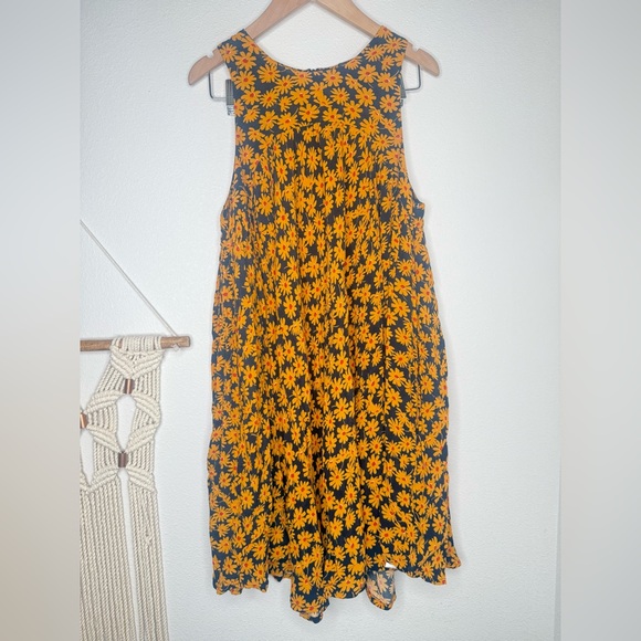 Free People Electric Daisy Mini Dress Yellow Black boho sleeveless - Picture 5 of 10